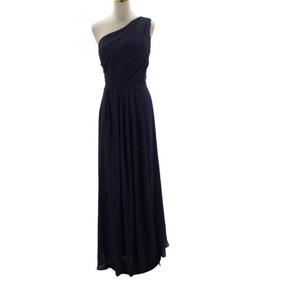 FORMAL PARTY SZ 14 1x plus navy blue one shoulder bridesmaid maxi dress NEW B58 - Picture 1 of 8